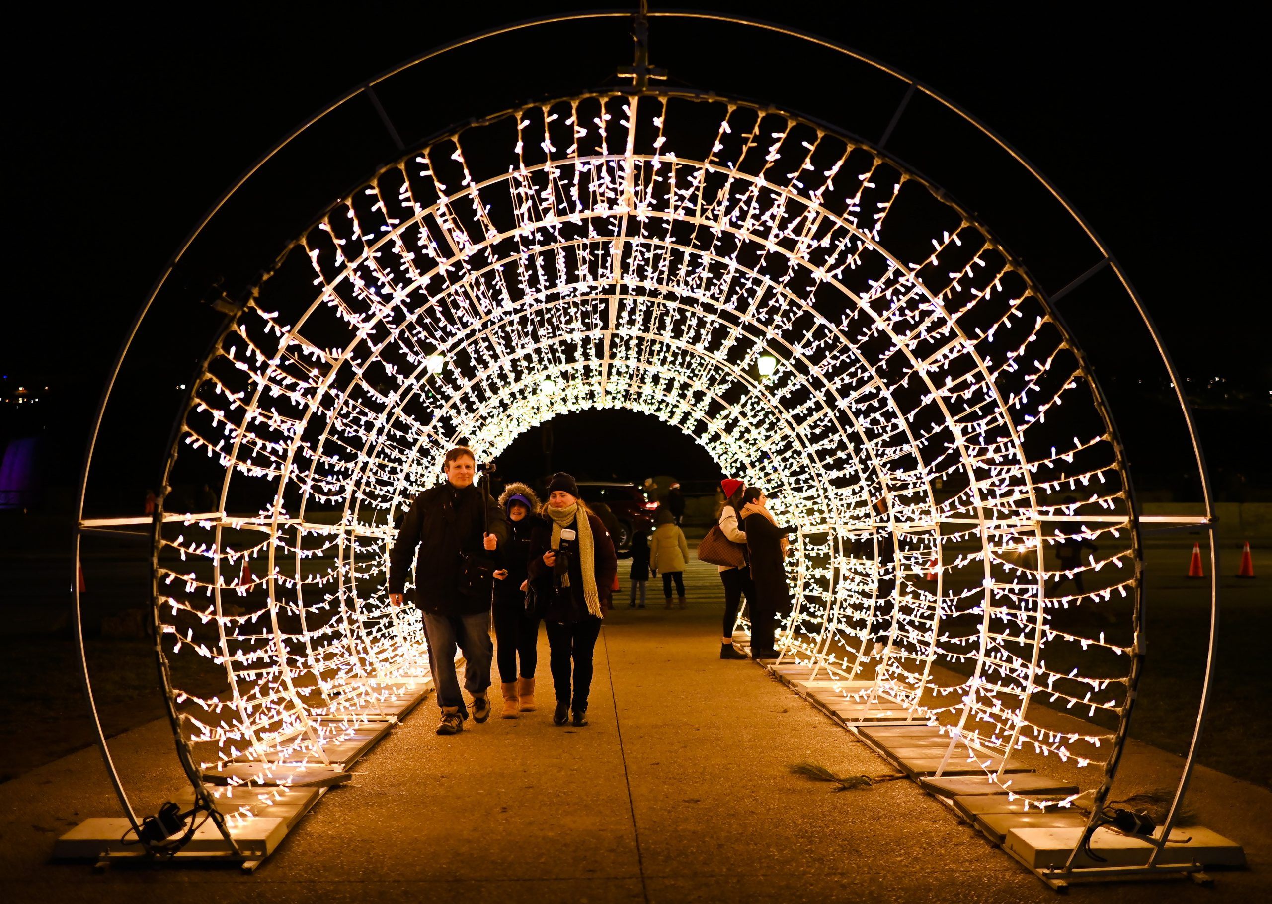 People overlook the millions of holiday lights during the 38th annual Winter Festival of Lights in Niagara Falls, Ont., on Sunday, December 6, 2020. 
