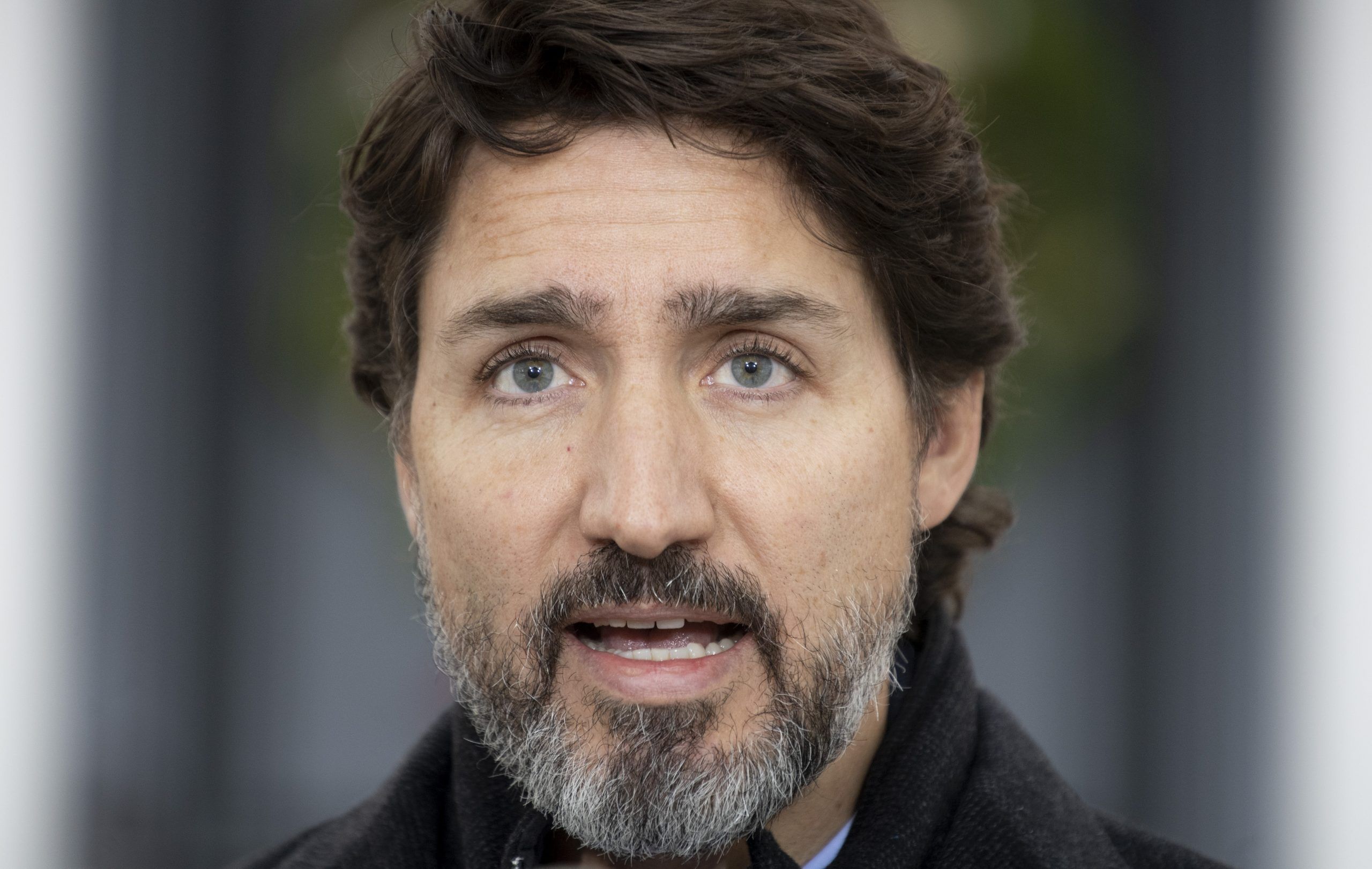 Prime Minister Justin Trudeau speaks to the media about the COVID-19 virus outside Rideau Cottage in Ottawa, Friday, Nov. 20, 2020.  