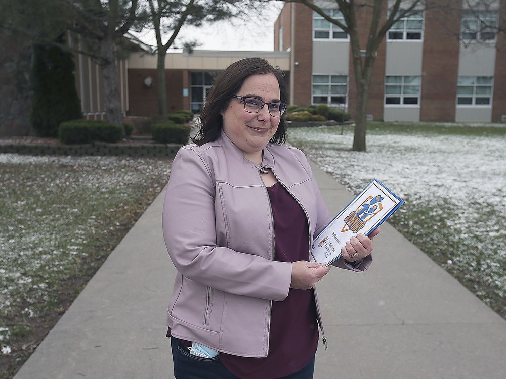 Tara Malone, a teacher at Riverside Secondary School in Windsor is shown on Thursday, April 1, 2021. Malone was on a committee organized by the Brain Tumour Foundation that developed specialized lesson plans.