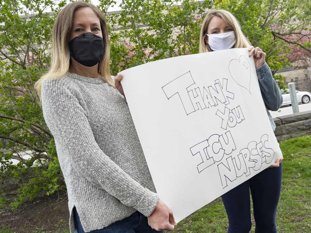 kirstin graystone (l) and meaghan lalande are raising money for icu nurses via gofundme.