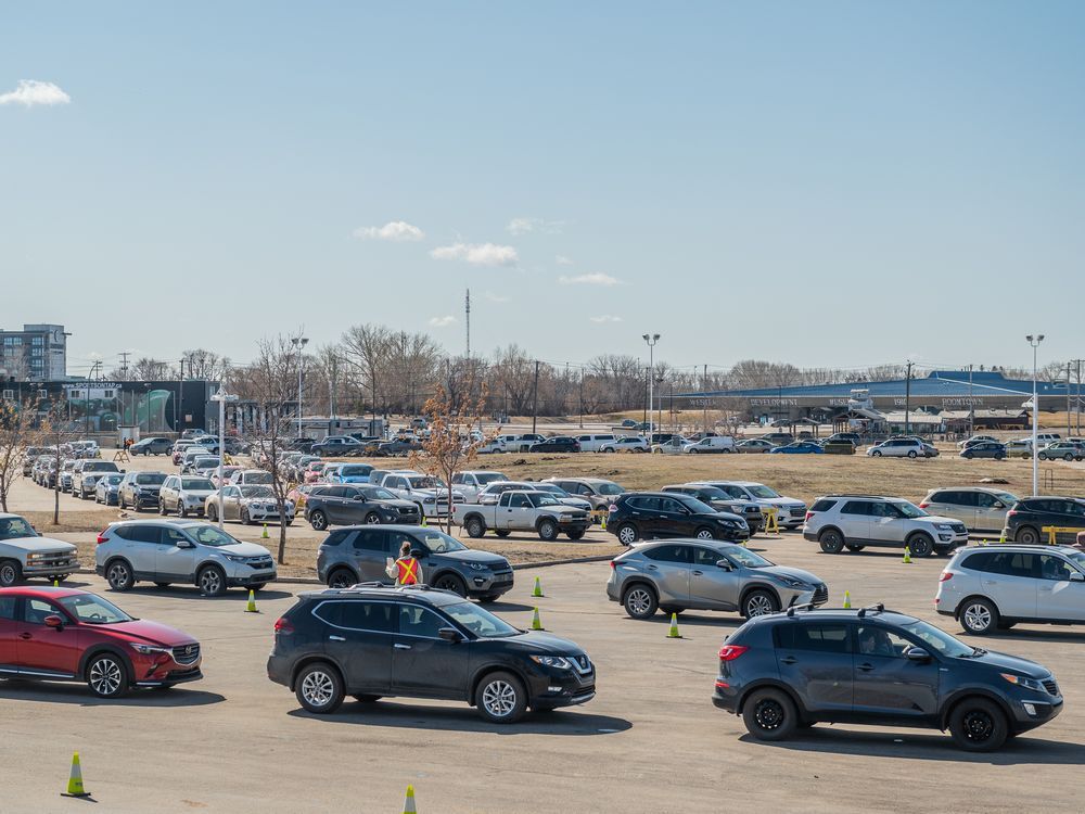 saskatoon's drive-thru covid-19 vaccination clinic at prairieland park reopens on saturday. photo taken in saskatoon, sk on monday, april 5, 2021.