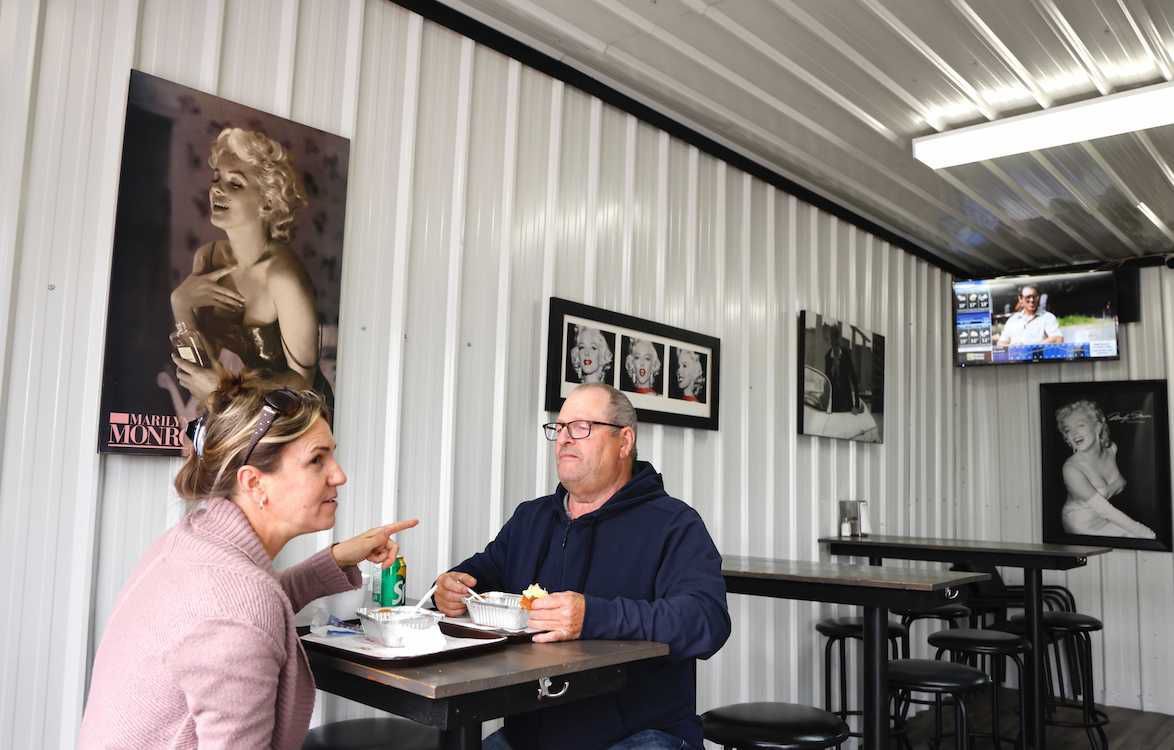 jean rioux and judith létourneau dine in at la patate royale 2.0 in st-jean-sur-richelieu on monday, may 31, 2021. starting monday, montreal and laval join st-jean as orange zones, allowing indoor dining.