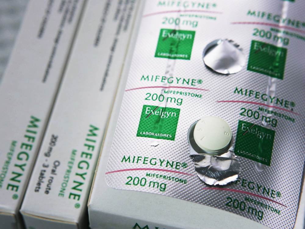 The two-step abortion drug Mifegymiso pairs one drug, mifepristone, with a second, misoprostol. This image shows European packaging and dosage of the drug.
