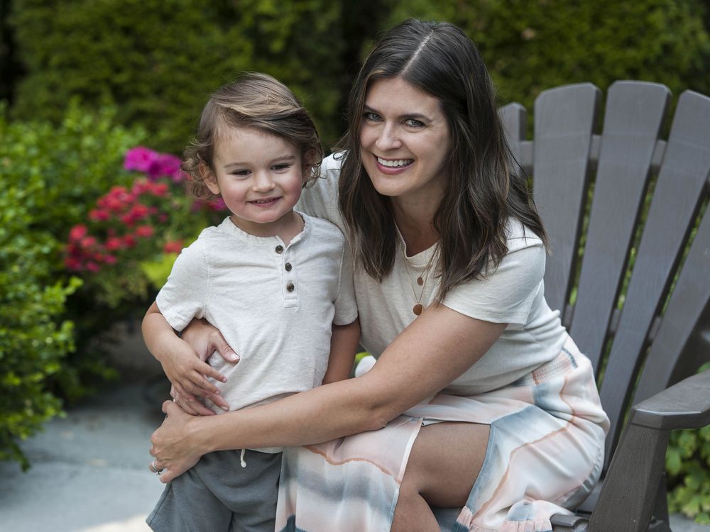 kim forrester and her son benjamin forrester at their home in surrey. forrester is a photographer who specializes in pregnancy and newborn photos.