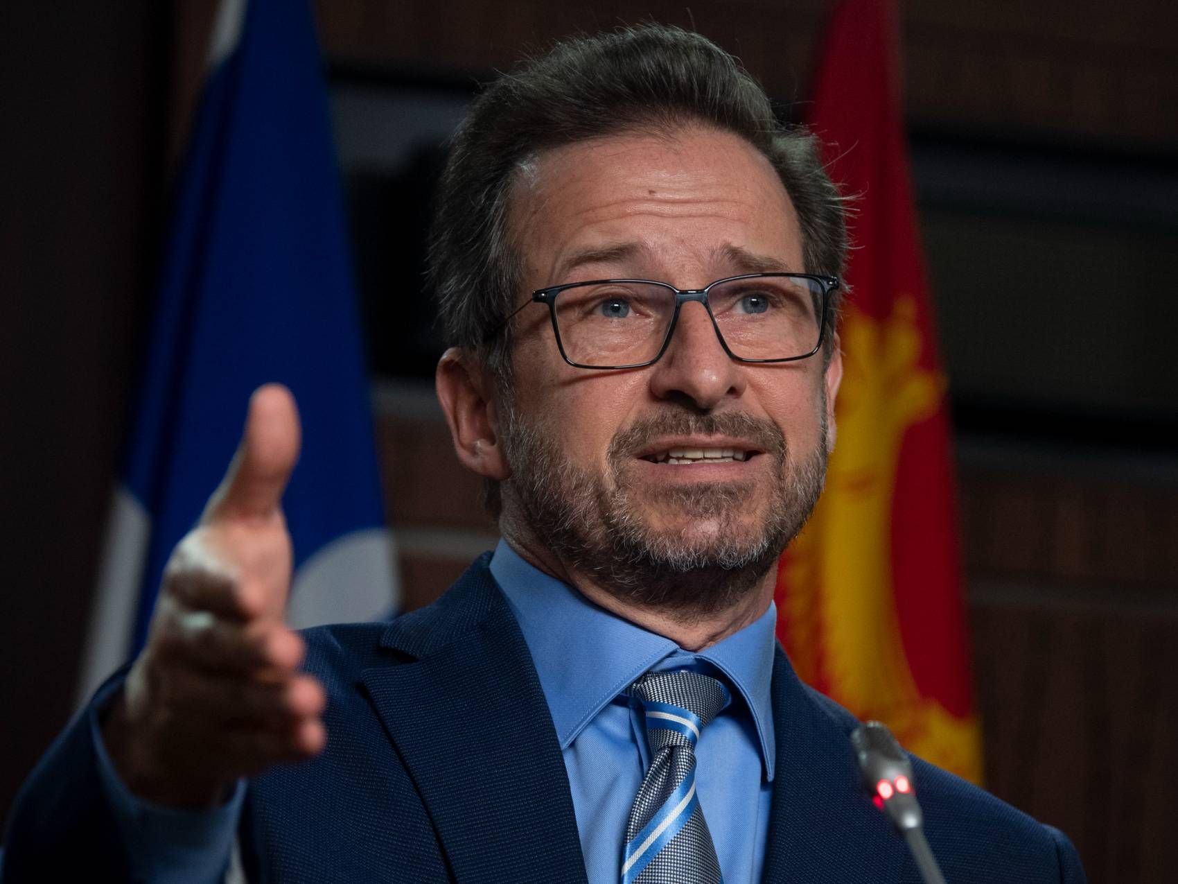  bloc leader yves-francois blanchet responds to a question during a news conference on parliament hill in ottawa, tuesday march 9, 2021.