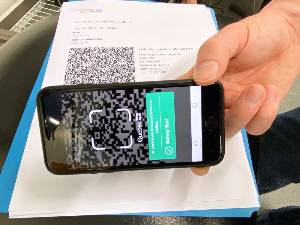 according to the quebec government, when the qr code on a fully vaccinated person's phone is scanned, an "adequately protected" message will appear in green.