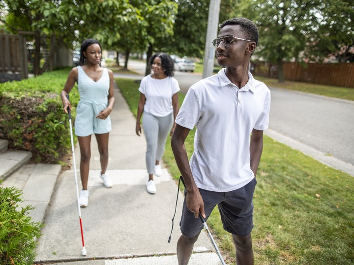  Adam Brown, right, has had retinitis pigmentosa since birth, as has his sister Jenna, left. Adam’s mother Charmain, middle, is thrilled that her son has become an advocate for people with the disease.