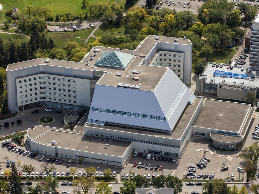 this aerial view show city hospital in saskatoon, sk on friday, september 13, 2019.