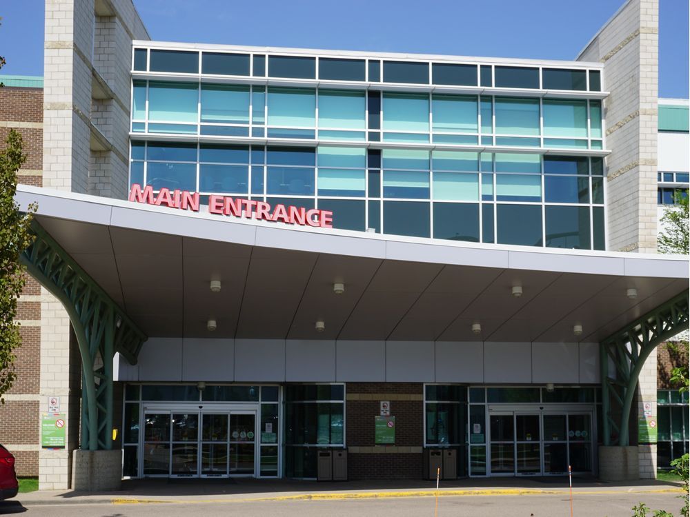 the front entrance of the red deer regional hospital.