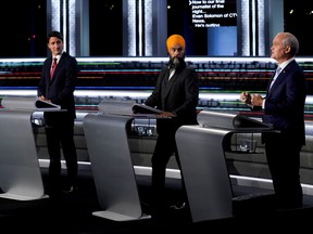 Justin Trudeau, Jagmeet Singh and Erin O'Toole debate