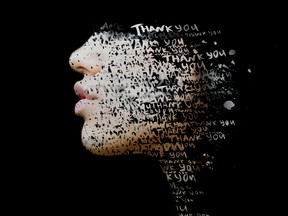 image of face with thank you words