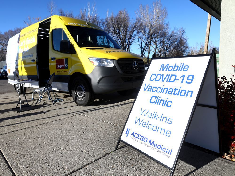 The Mobile Vaccination Van was set up at the Dalhousie Farmers' Market in the Dalhousie Community Centre parking lot with no appointment necessary to get your COVID vaccine in Calgary on Tuesday, October 26, 2021.