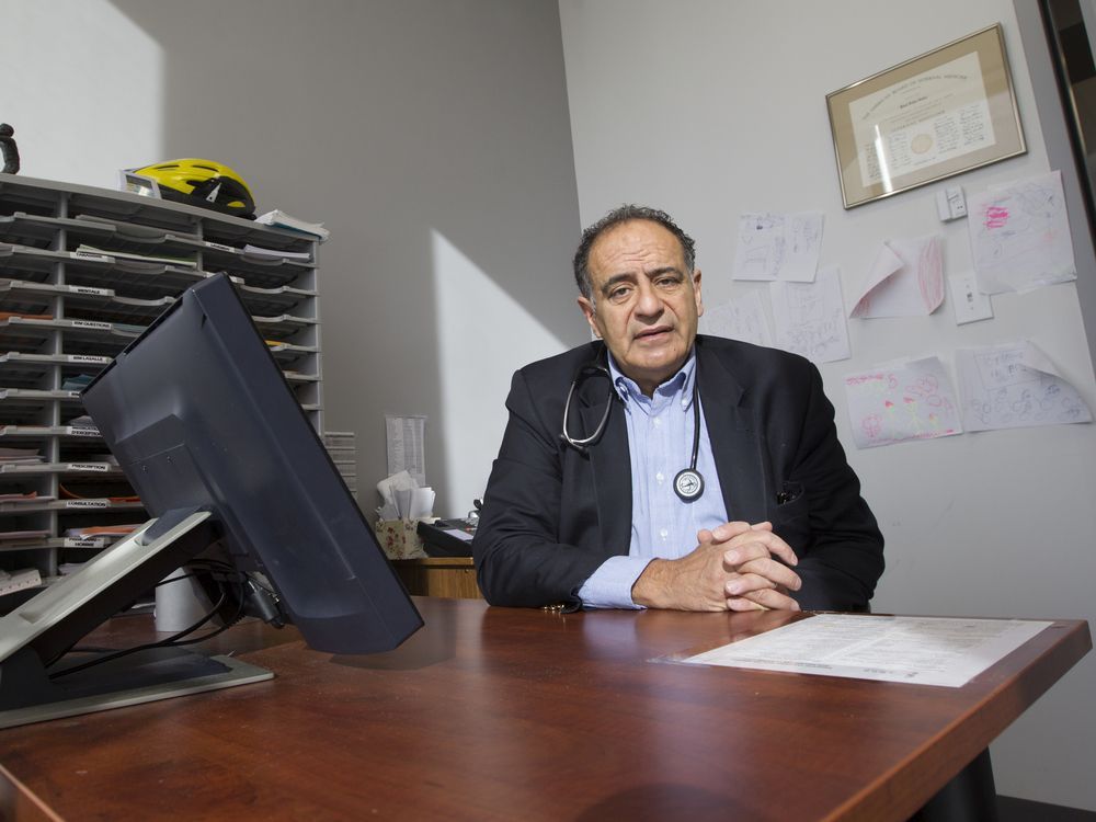 dr. paul saba in his office in lachine in 2016.