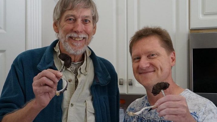 Dr. Bruce Tobin, left, founder of TheraPsil, and Thomas Hartle, the first Canadians to legally consume psilocybin for medical purposes. /