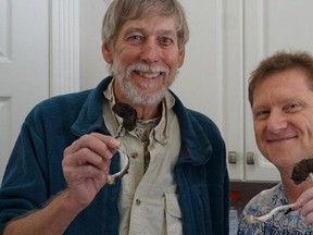 Dr. Bruce Tobin, left, founder of TheraPsil, and Thomas Hartle, the first Canadians to legally consume psilocybin for medical purposes. /