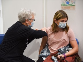 Children 5-11 years old getting the COVID-19 vaccine at the Regina clinic. Saskatchewan Health Authority