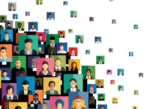 Vector illustration of an abstract scheme, which contains people icons.