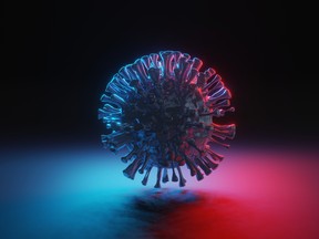 View of Corona virus with rgb lights. Corona virus outbreaking. 3d illustration