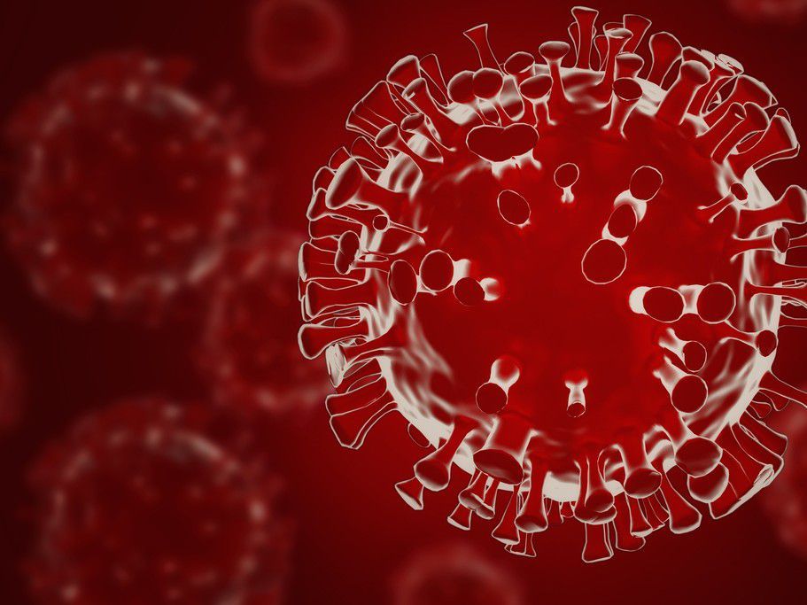 a 3d illustration of the delta variant. two new sub-strains detected in canada show the virus's ability to adapt.