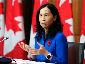 FILE PHOTO: Canada's Chief Public Health Officer Dr. Theresa Tam speaks at a news conference held to discuss the country's coronavirus disease (COVID-19) response in Ottawa, Ontario, Canada November 6, 2020. REUTERS/Patrick Doyle/File Photo