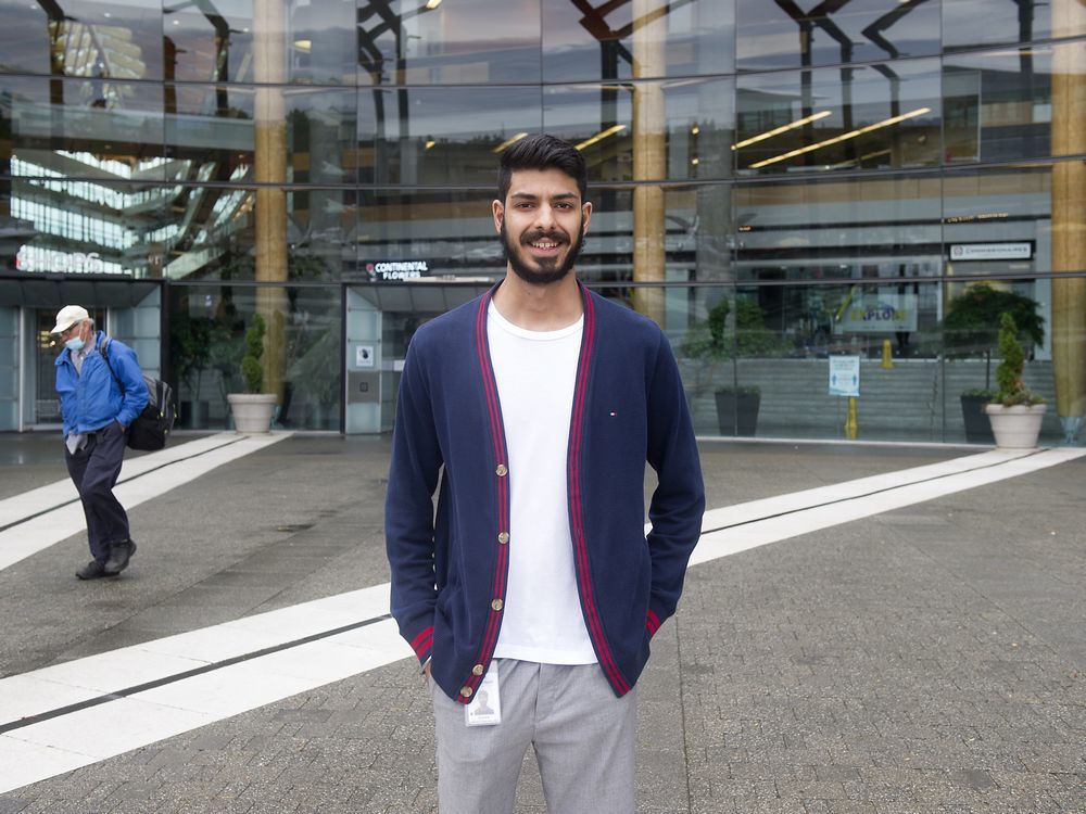 shaan laura, a criminology student at kwantlen polytechnic university and a covid-19 contact tracer for the fraser health authority, at central city in surrey on nov. 3, 2021.