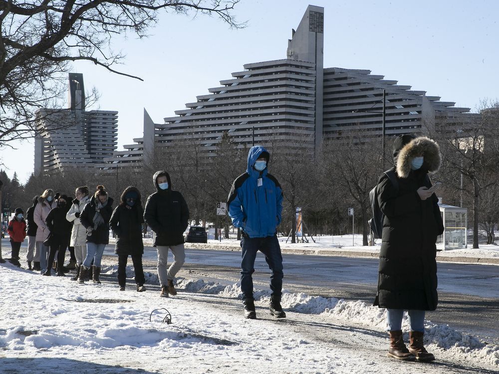 the wait for covid tests was long at the chauveau clinic in montreal on dec. 21, 2021.