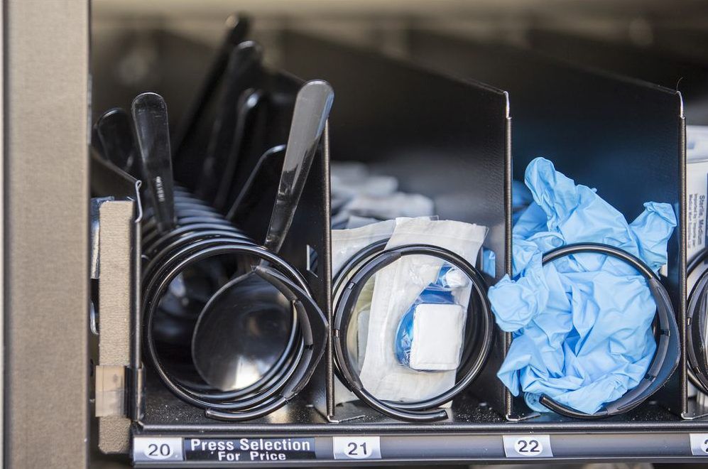 a vending machine for harm reduction supplies in north battleford on wednesday, october 2, 2019.