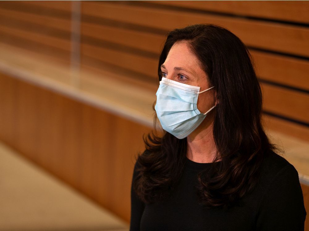 stephanie smith, professor, department of medicine division of infectious diseases, poses for a photo at the mazankowski heart institute in edmonton, on tuesday, jan. 26, 2021. dr. smith studies covid-19 and its u.k. and south african variants. photo by ian kucerak