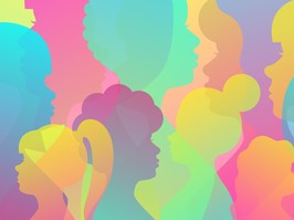 Colored background from female silhouettes