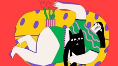 woman lies on the couch at home with a cat. work life balance, rest, meditation. Take a freelance break from work. Emotional and physical burnout. Restoration of mental health