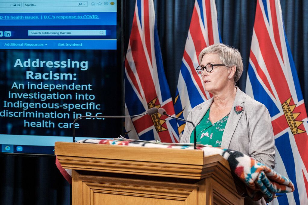 Mary Ellen Turpel-Lafond, independent investigator, provides an update on her investigation into allegations of racist practices in B.C.'s health-care system on July 9, 2020.