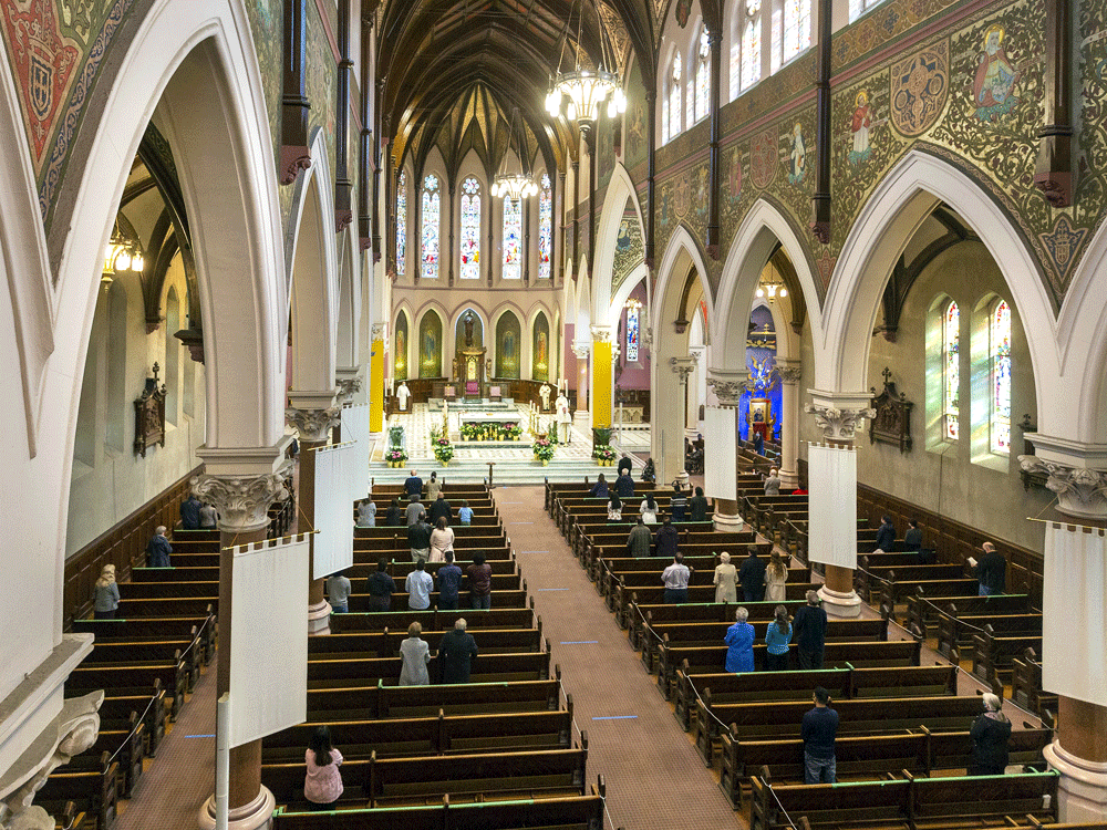 attendance is sparse at the easter sunday service at st. peter's cathedral basilica in london, ont., amid covid restrictions, april 4, 2021.