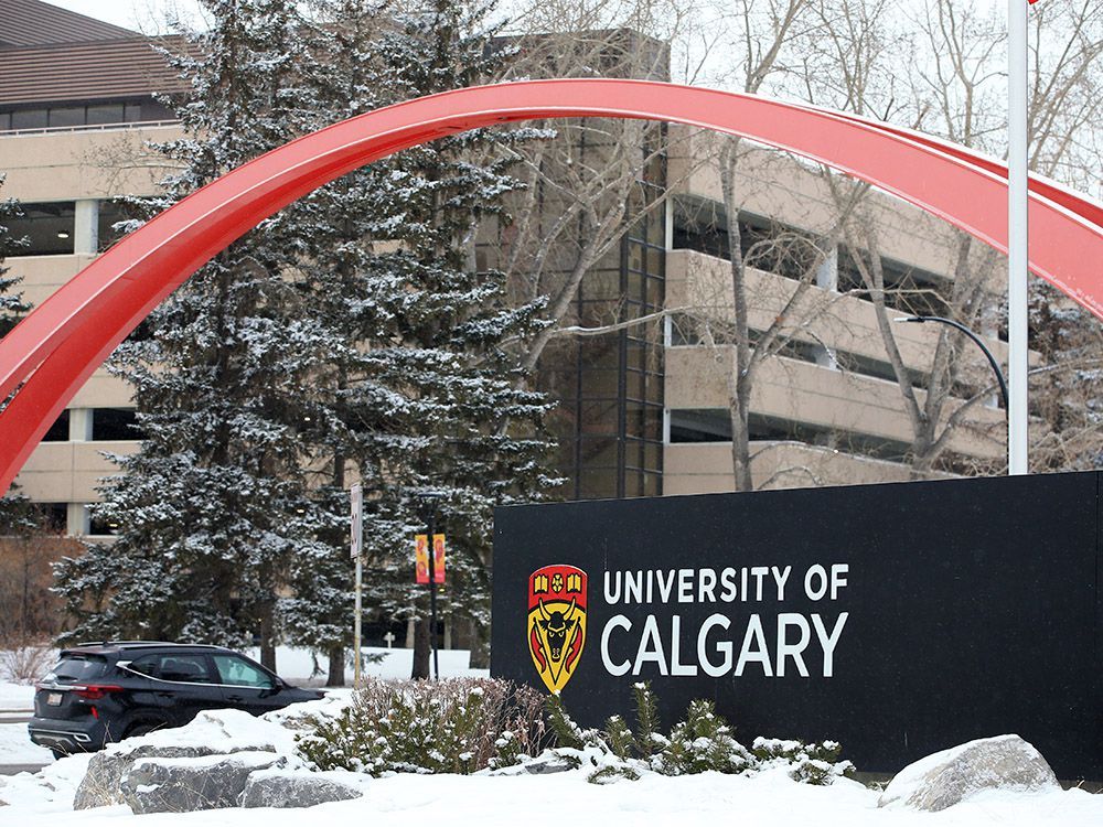 Signs on a quiet University of Calgary campus are seen on Thursday, Jan. 28, 2021.