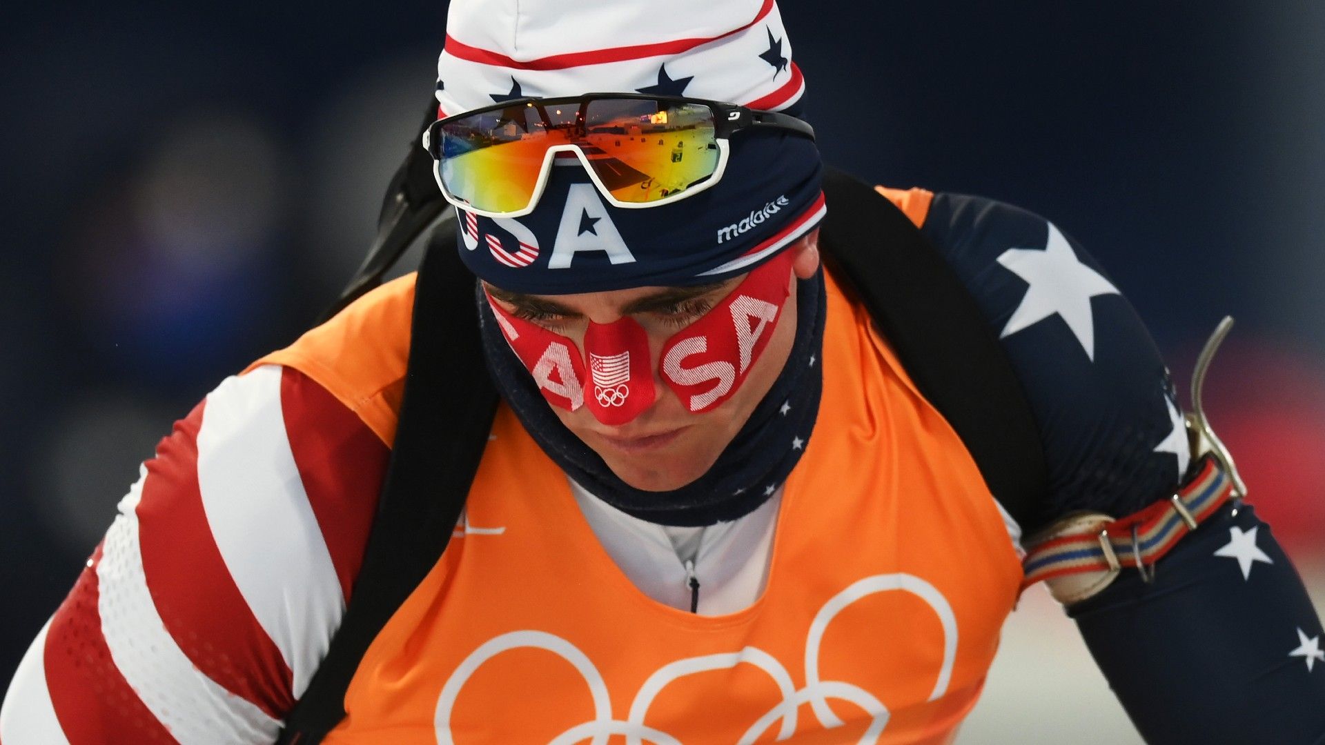 american biathlon athlete sean doherty at the 4x6km relay on feb 5 in zhangjiakou, china. (david ramos / getty images)