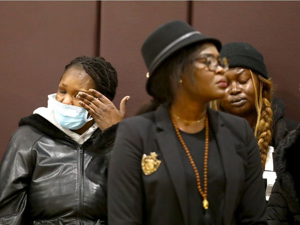 community members and family gathered at the somali canadian society of calgary to express their concerns on how police shot and killed latjor tuel in calgary on monday, february 21, 2022.