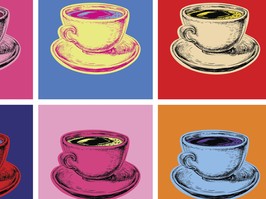 Set Coffee Mug Vector Illustration Pop Art Style