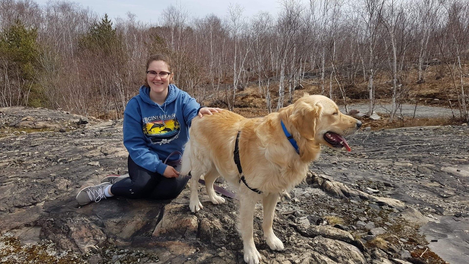 Mélodie Cyr with her dog, Charlie.