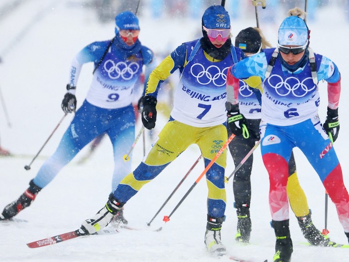  Kristina Reztsova of Russian, Anna Magnusson of Sweden and Anais Bescond of France in action. (Hannah Mckay / Reuters)
