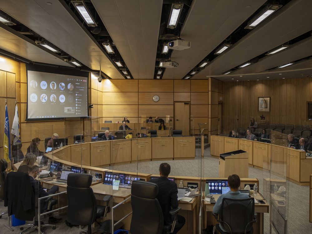 city council sits in a meeting at henry baker hall which was open to the public for the first time since covid-19 measures where in place on wednesday, march 2, 2022 in regina.