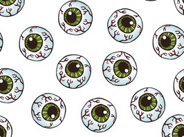 Seamless pattern made of scary hand drawn eyeballs.