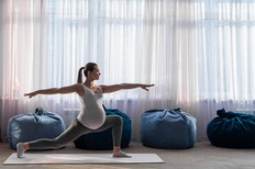 Pregnant woman practice yoga