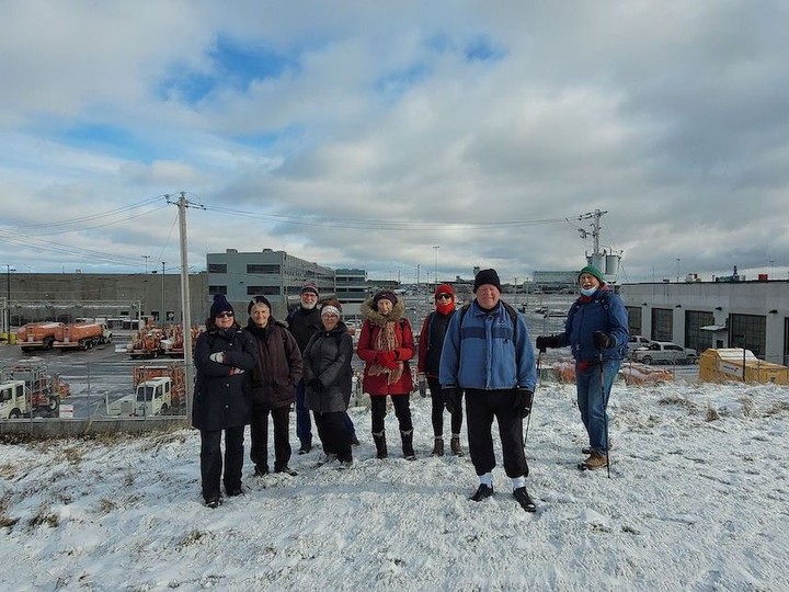 Monika (fourth person from the right) and her walking group in Dorval. SUPPLIED