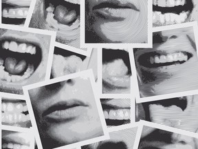 Seamless pattern with human mouths and lips