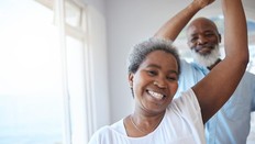 happy older couple dancing