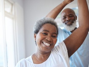 happy older couple dancing