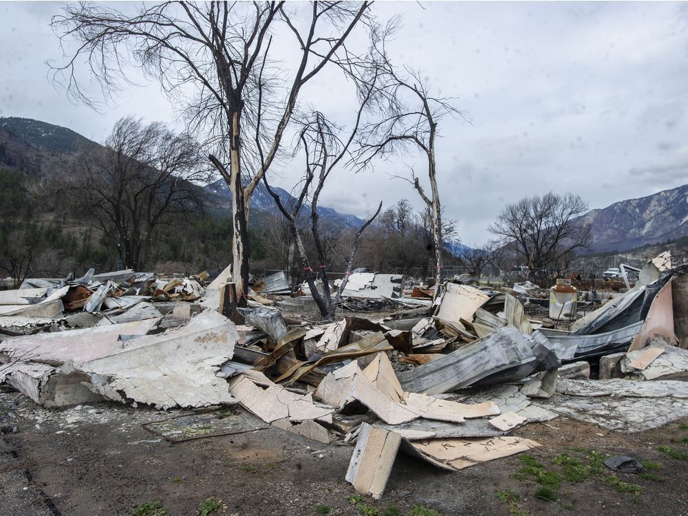 buildings in lytton, bc friday, march 18, 2022. nearly the entire town was destroyed by a forest fire which swept through june 30, 2021.