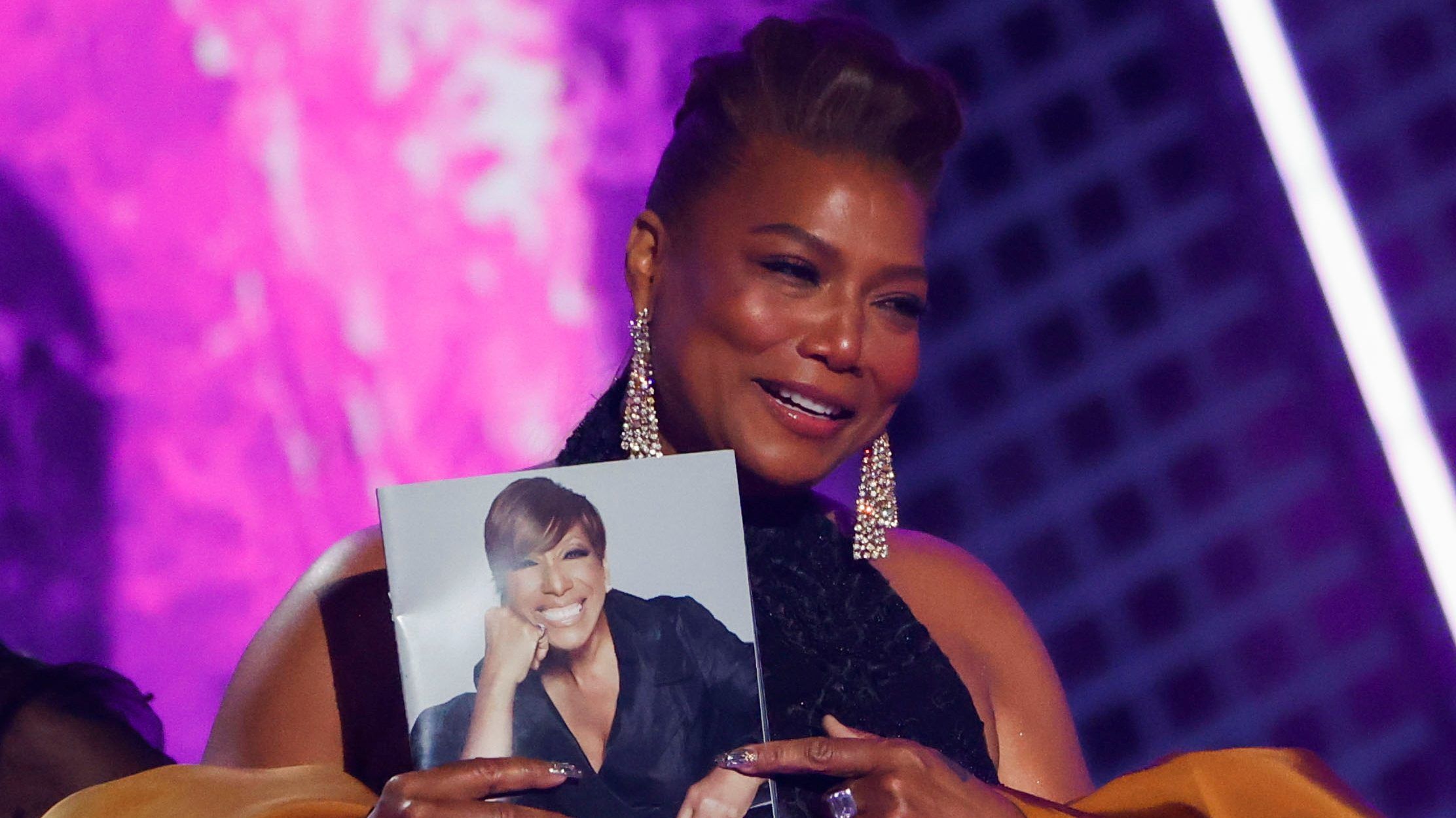 Queen Latifah accepts the Lifetime Achievement Award during the BET Awards at Microsoft theatre in Los Angeles, California, U.S., June 27, 2021. REUTERS/Mario Anzuoni ORG XMIT: MEXSIN