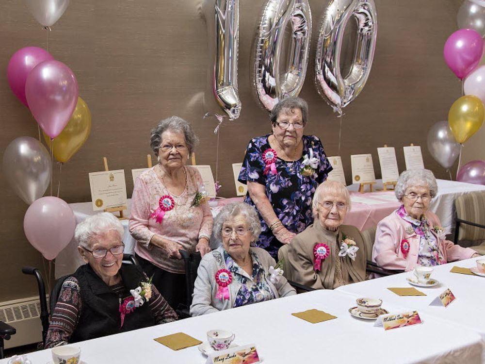 brierwood gardens held a centenarian celebration on may 23, 2019, for 10 residents who are turning 100 or older this year. they include mary lacko, mildred sass, mildred smith, laura bond, doris warren (standing, left) and jean mastervick.