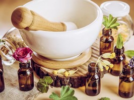 essential oils surrounding bowl