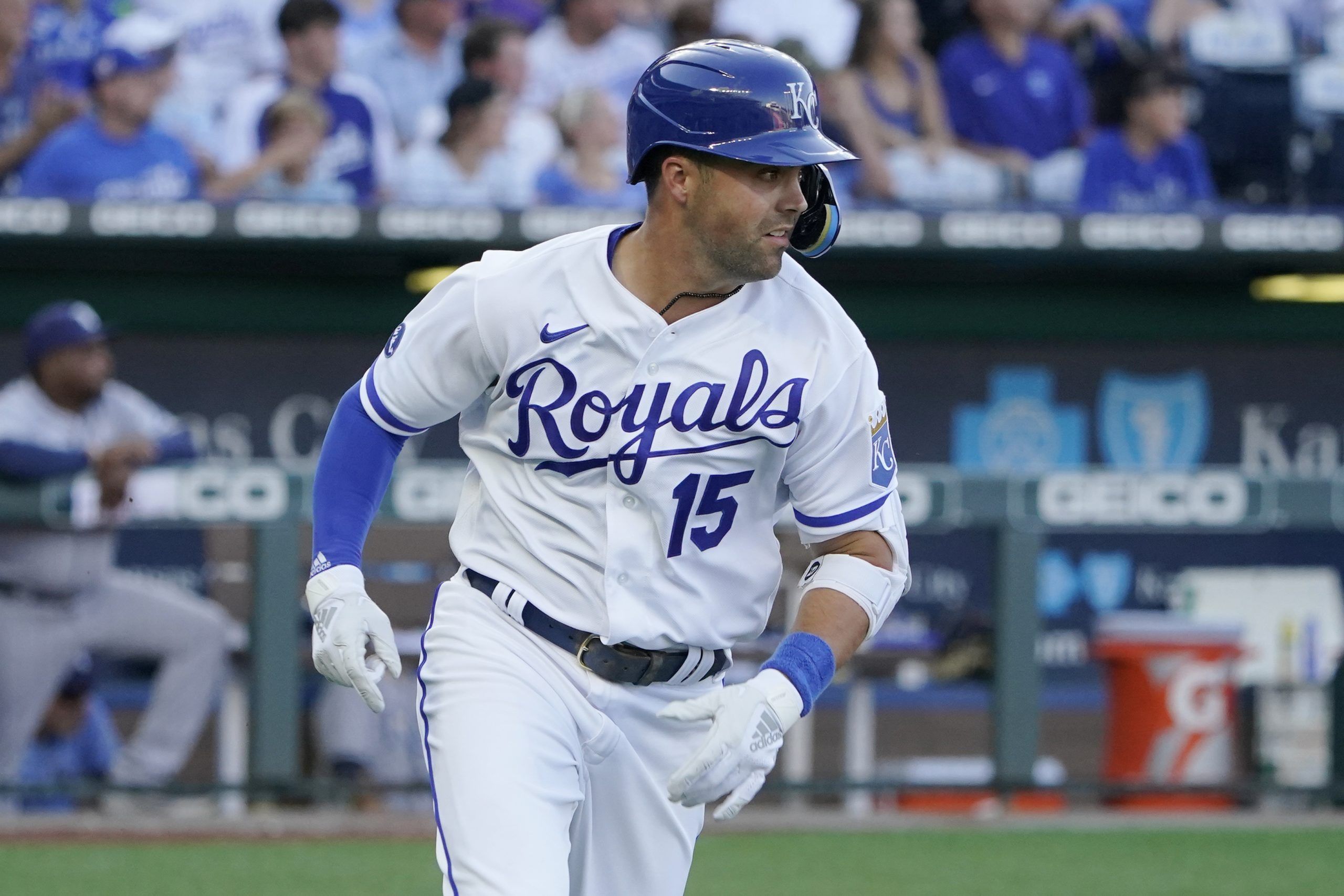 whit merrifield was one of 10 royals who couldn't accompany the team for a four-game series in toronto last month because he was not vaccinated against covid-19. the canadian press/ap, ed zurga